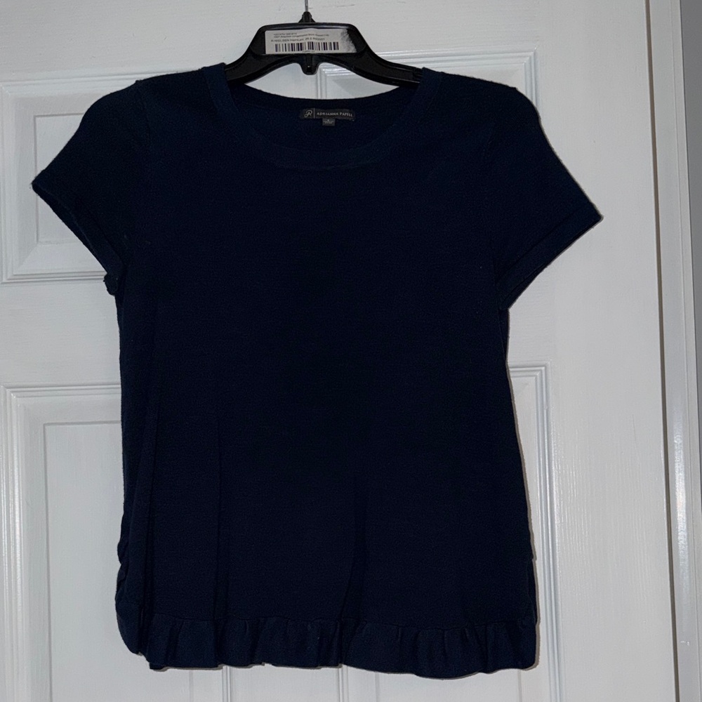 Adrianna Papell Navy Blue Women’s Short Sleeve Top Size Small